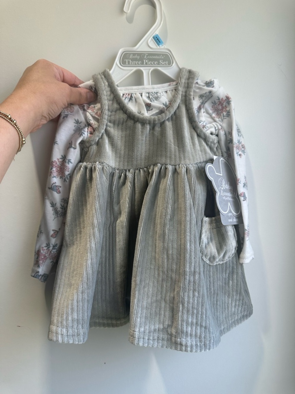 Baby Essentials Corduroy Dress with Floral Long-Sleeve Top - Picture 2 of 9